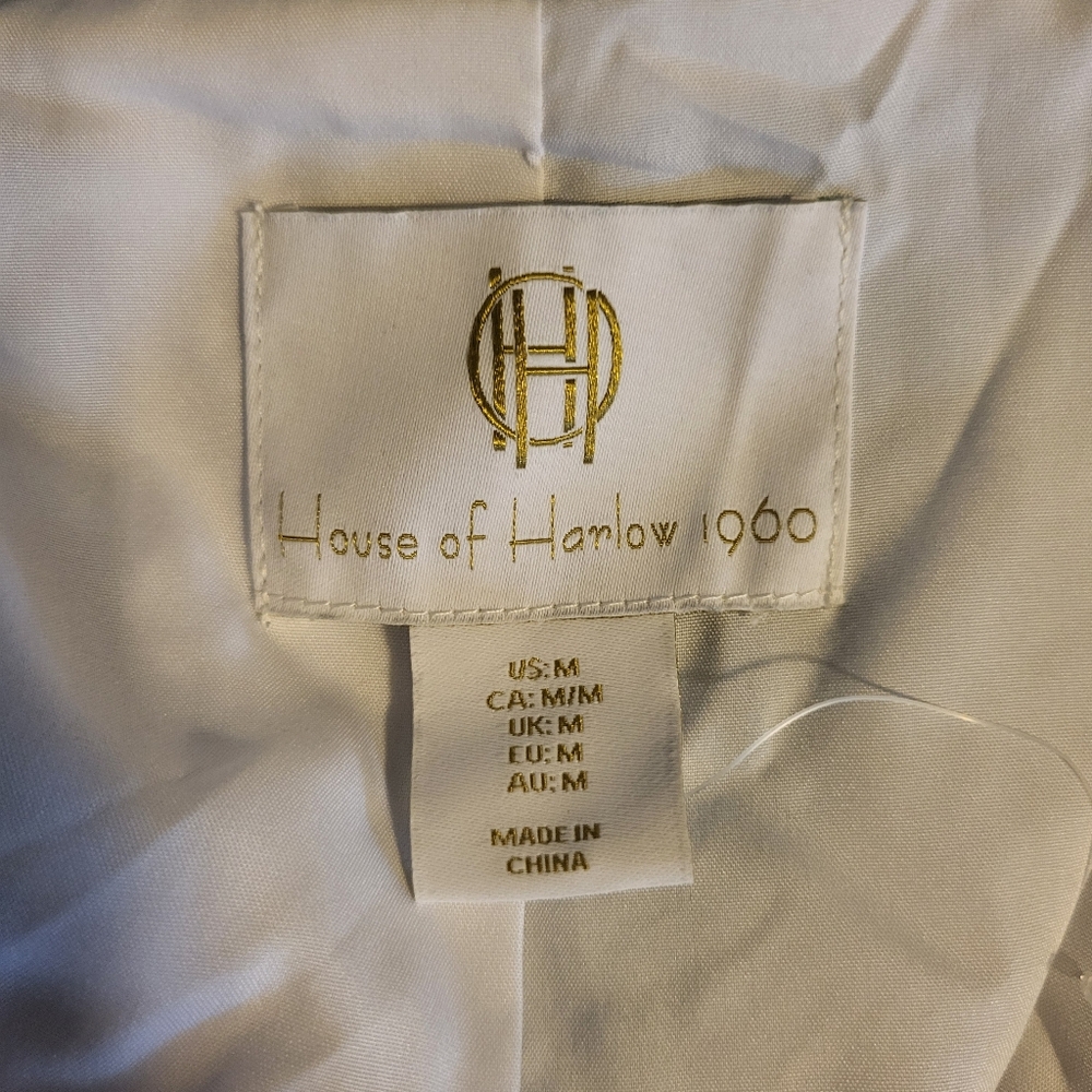 House Of Harlow 1960 Preppy Tweed Cropped Pearscen Button Blazer Size M, Blue - Picture 9 of 16